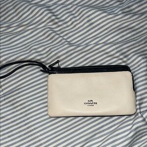 Coach Two-Tone Cream and Black Wristlet